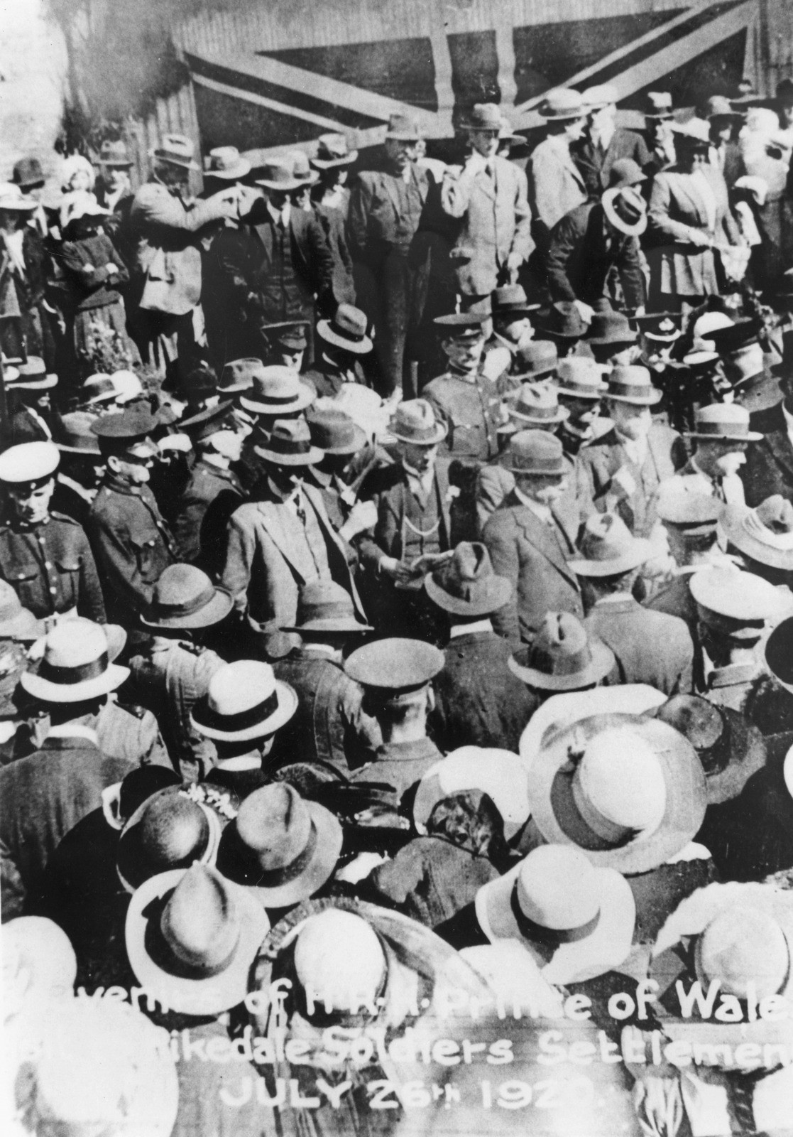  Large crowd waiting to greet the Prince of Wales, Amiens, 1920