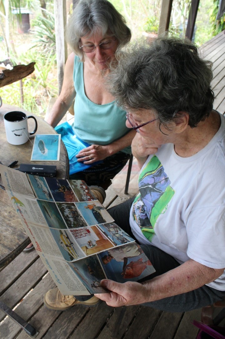 Alison and Terrie meeting to share memories, 2020.