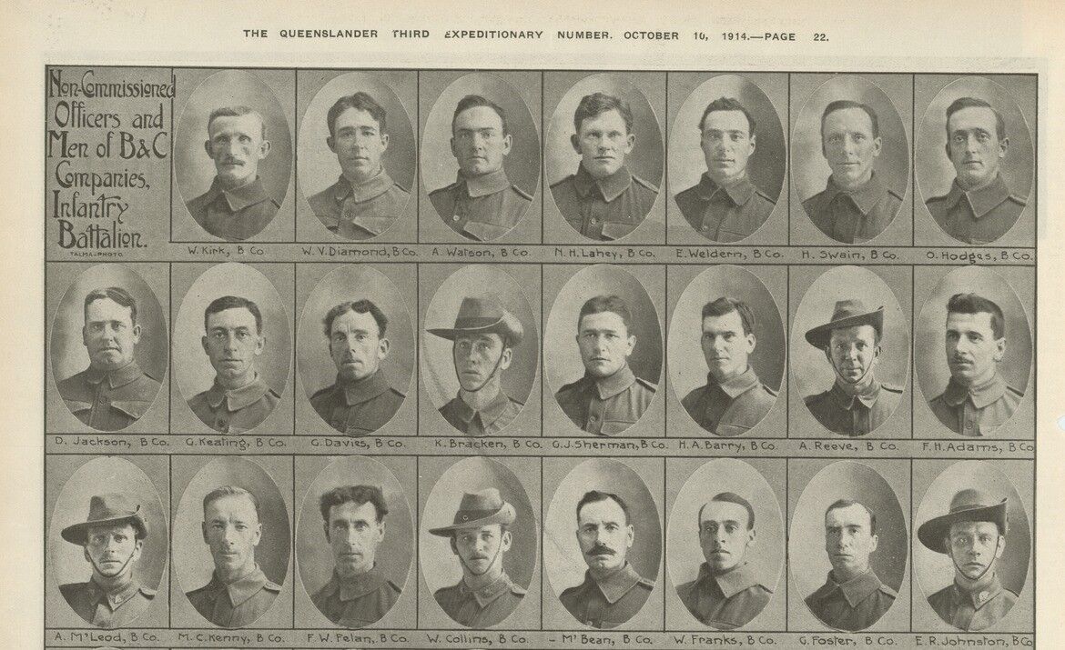 Image of a series of WWI soldier portraits, which were published in The Queenslander.