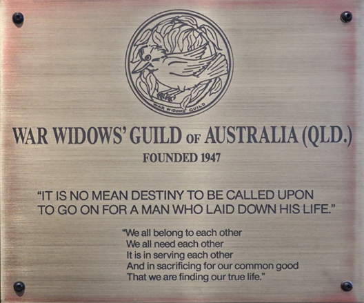 War Widows Guild of Australia Qld metal plaque