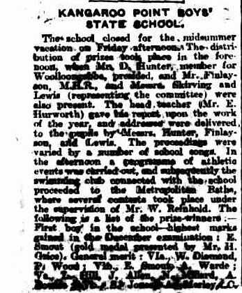 Kangaroo Point Boys’ State School, Monday 12 December 1910, The Brisbane Courier