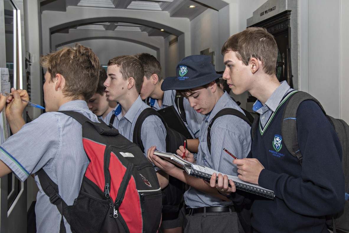 Anzac Square school visit with Ambrose Treacy College, 4 September 2019, Josie Huang, Corporate Image Library 