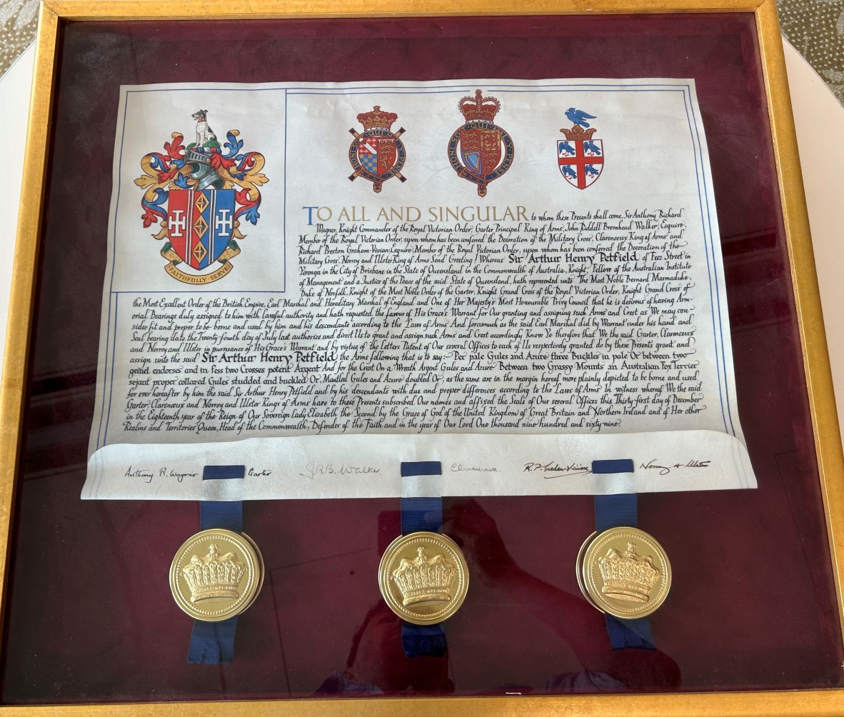 Sir Arthur Petfield's Knighthood appointment.