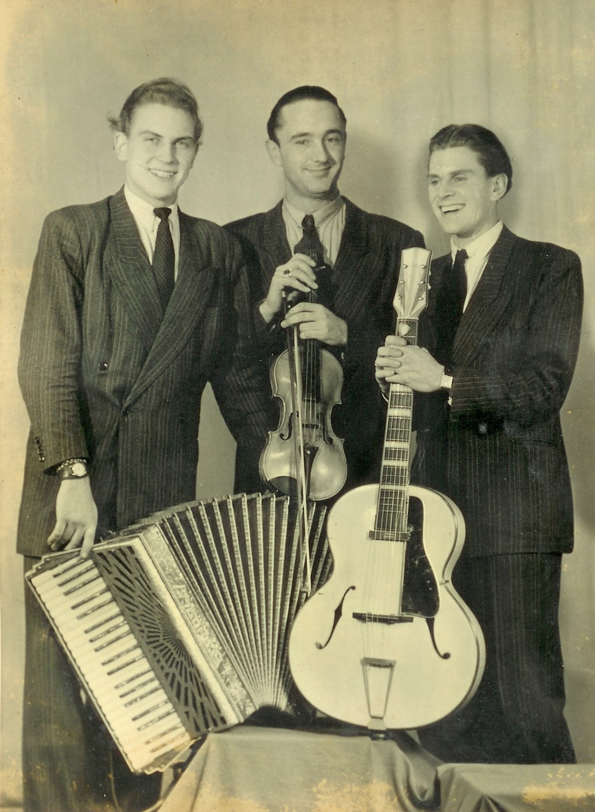 Dance band at Café Boheme in Munich 1948; L-R Percy Farbach, Heinz Pfeiffer, Rick Farbach.