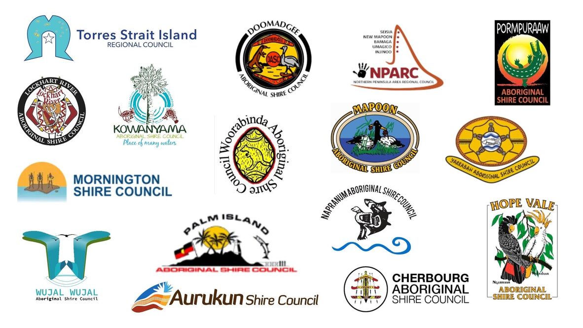 A collection of Queensland local council logos arranged in a grid.