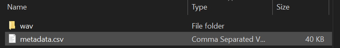 a screenshot of a dataest folder