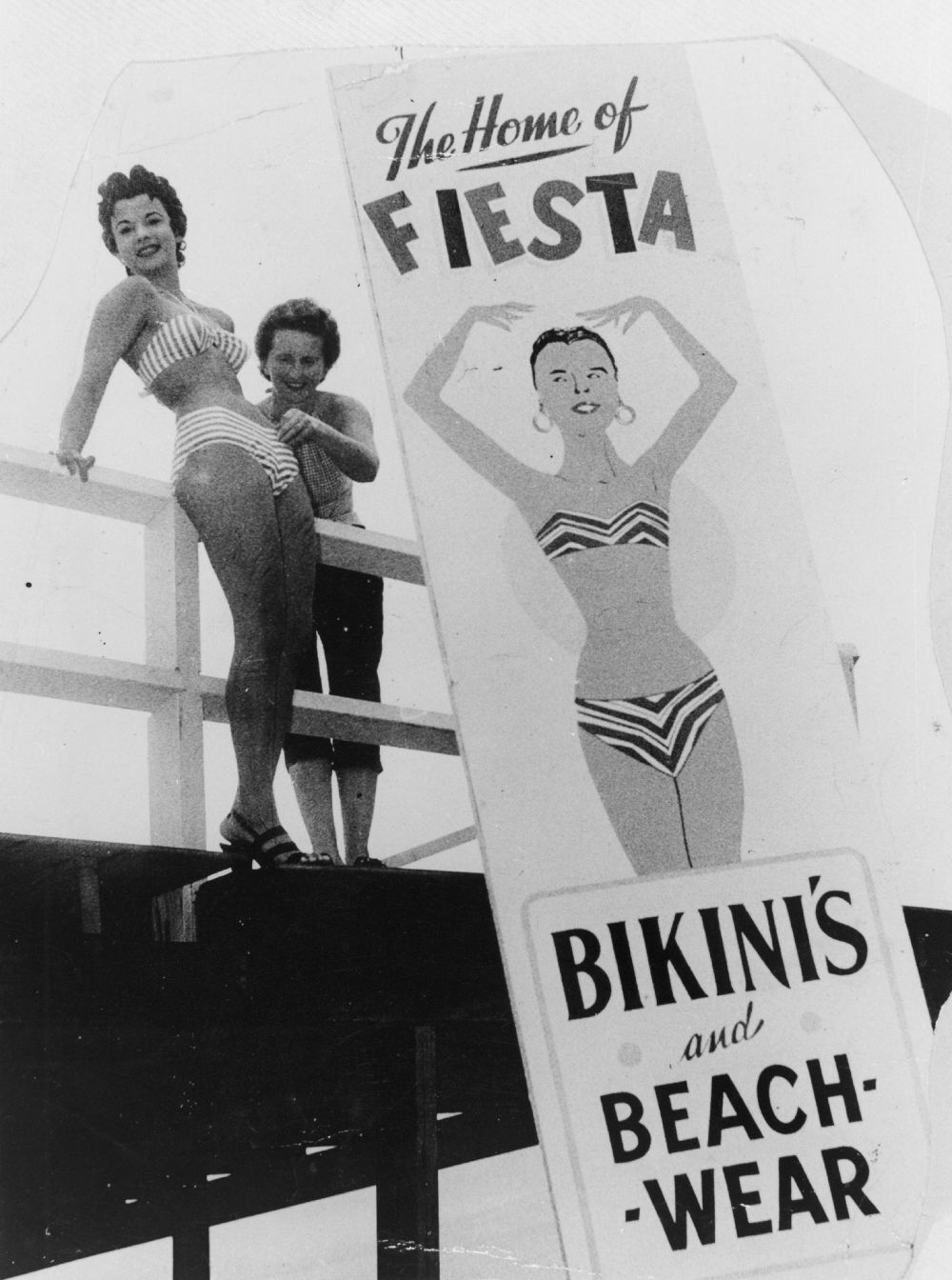 Paula Stafford and a model wearing a Bikini, ca1955  Creator unknown  John Oxley Library, SLQ  MMS ID 99249353402061