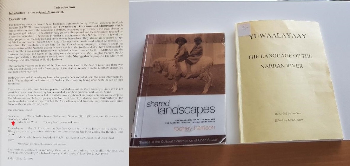 Two books capturing my Great Grandparents regarding their participation in traditional Muruwari ceremony and language.