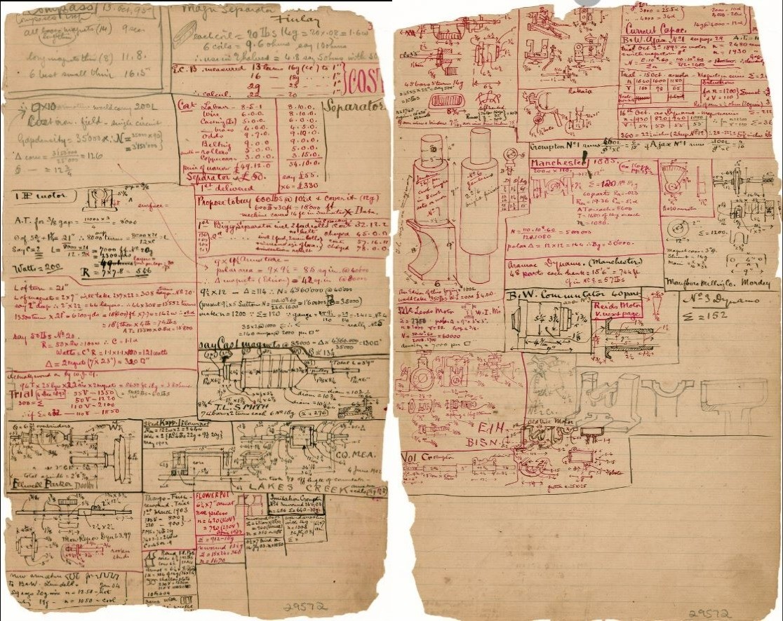 75 loose pages of a workbook belonging to Edward Barton.