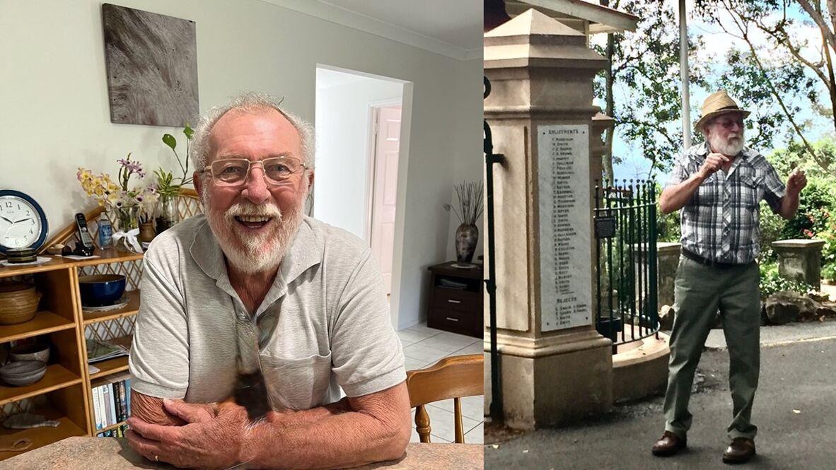 Left: Doug’s works space at home, 2023 Right: Doug spoke at the Montville War Memorial Restoration Ceremony. November 2021 On the importance of recording our social history.