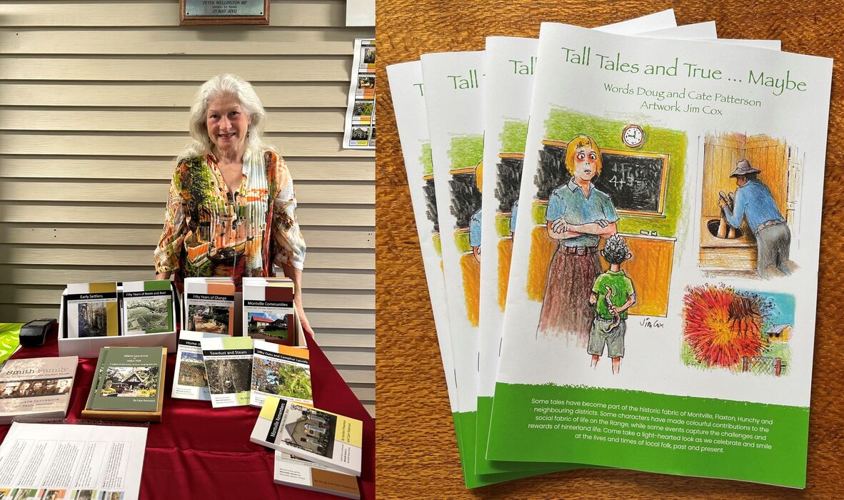 Cate Patterson with publications produced by the Montville History Group.