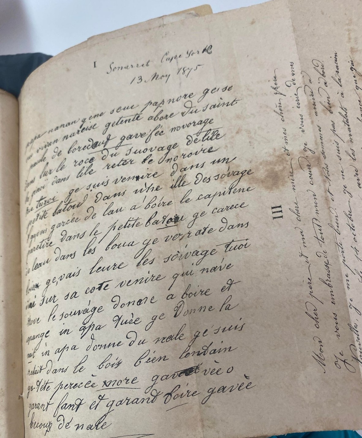 copy of a letter written by Narcisse Pelletier