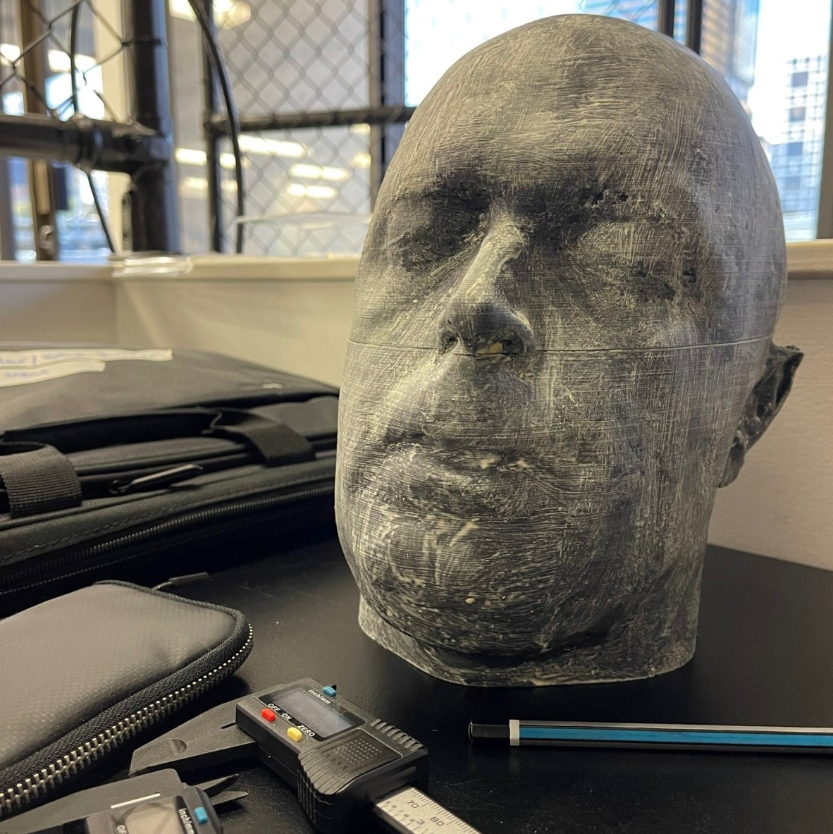 Finished 3D print of the Actors head smoothed with epoxy slurry 