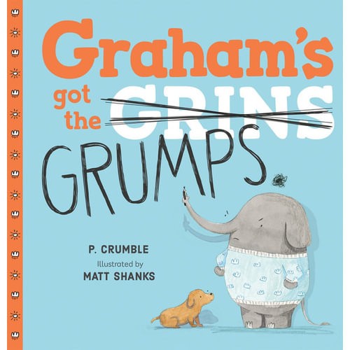 Book cover shows a grumpy elephant