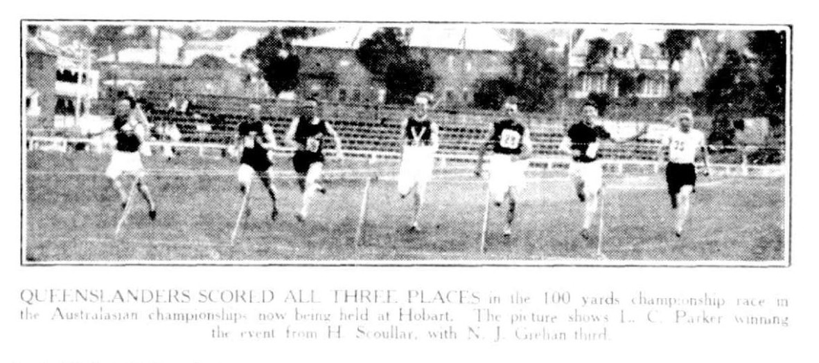 Seven runners competing in a race