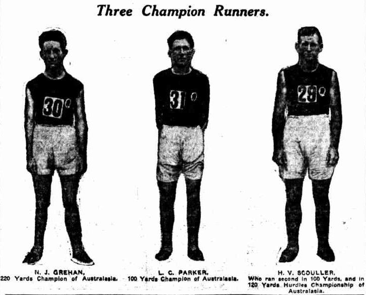Photograph showing three runners