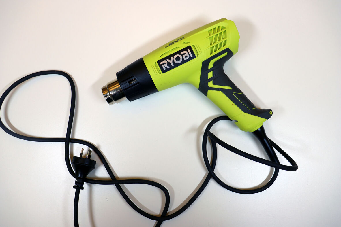 A overhead photo of a Ryobi 240V heat gun
