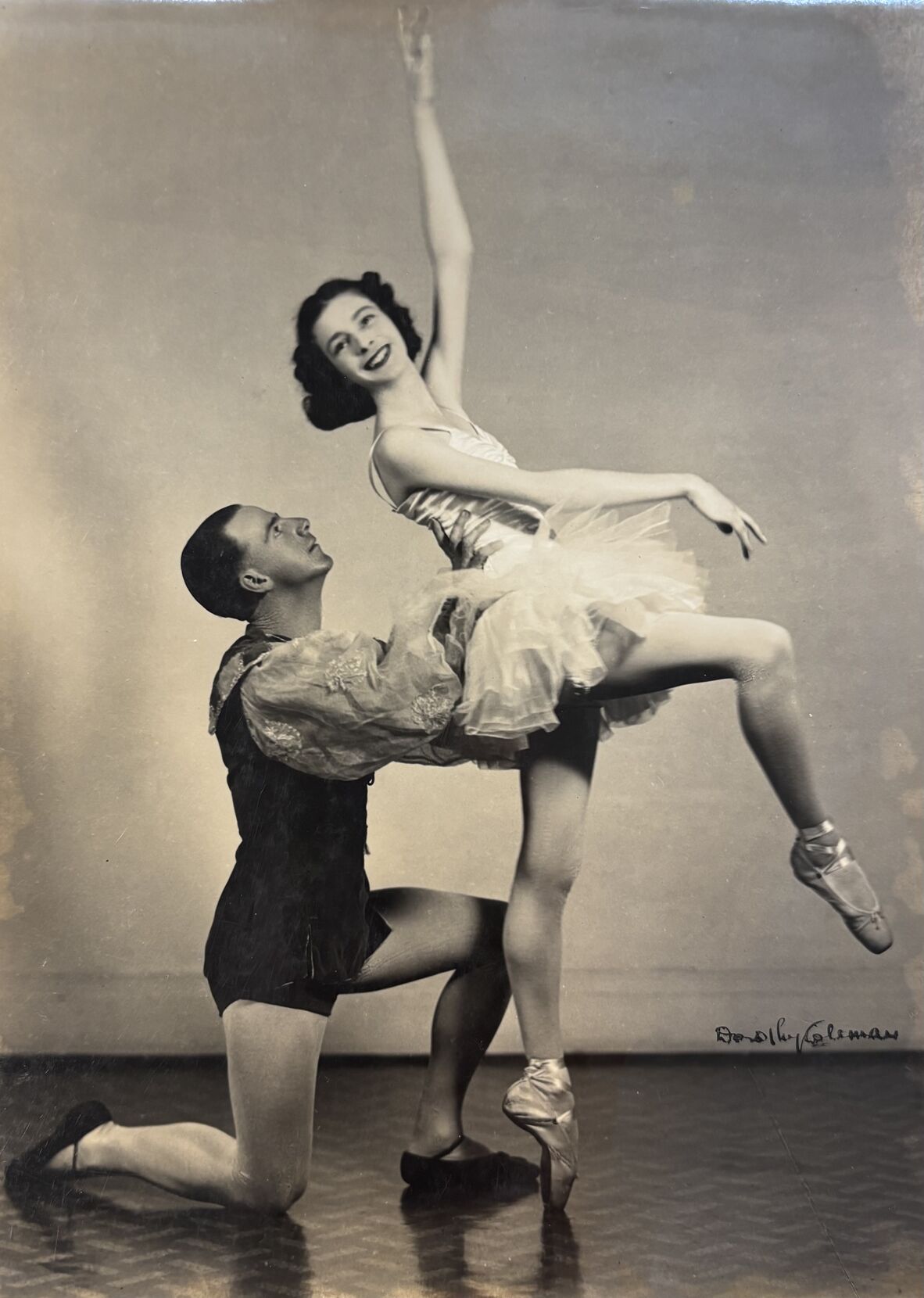 Ballet couple posing in Dorothy Coleman Studios.