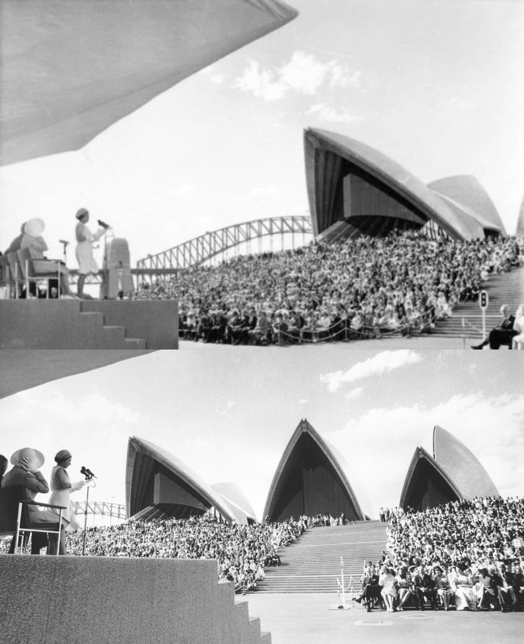 The opening of the Sydney Opera House by Queen Elizabeth 11 on 20 October was telecast to overseas viewers by OTC satellite circuits 