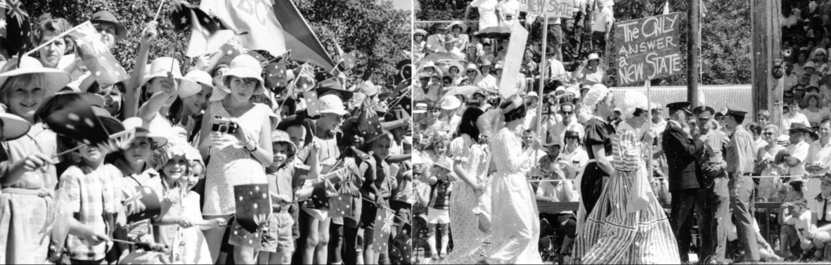 Left & Right: Children from the Belgian Gardens school wait for HRH Queen Elizabeth II, Townsville Sports Reserve.