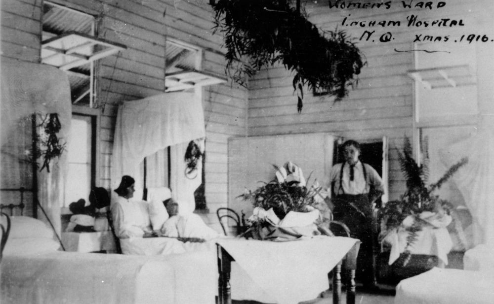 Inside the women's ward of the Ingham Hospital, Queensland, 1916