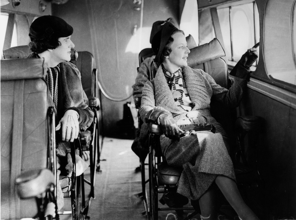 Interior of an aircraft for an autumn fashion segment in the Queenslander newspaper in 1936