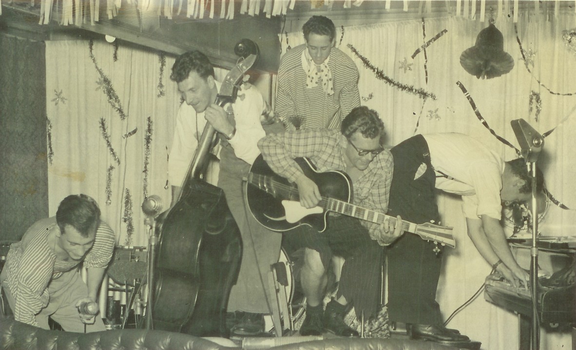 L-R Johnny Borg, Jack Craber, Ron Kebber, Rick Farbach, Billy Antman in Sydney mid 1950s.