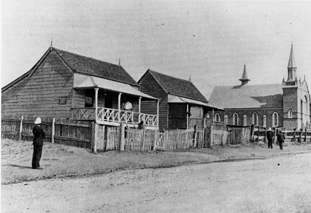 rows of wooden houses 