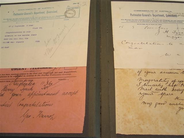 M 884 J H Tyack Papers - Mayor of Townsville - contains telegrams, greeting cards. State Library of Queensland