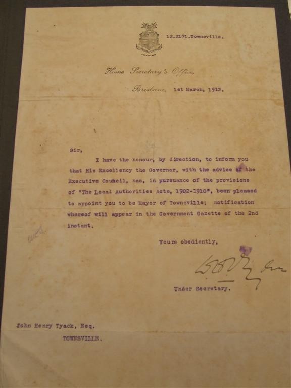 M 884 J H Tyack Papers - Mayor of Townsville - contains telegrams greeting cards State Library of Queensland