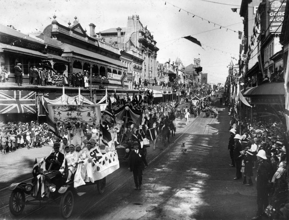 Peace Day procession in Queen Street Brisbane 1919 State Library of Queensland Negative number 60941