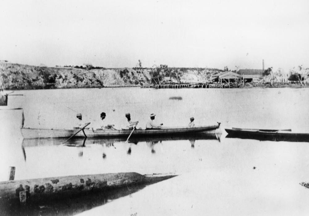 Bramston Herbert Archer Huxtable and Miles rowing in the scull Nina John Oxley Library State Library of Queensland Neg 147717