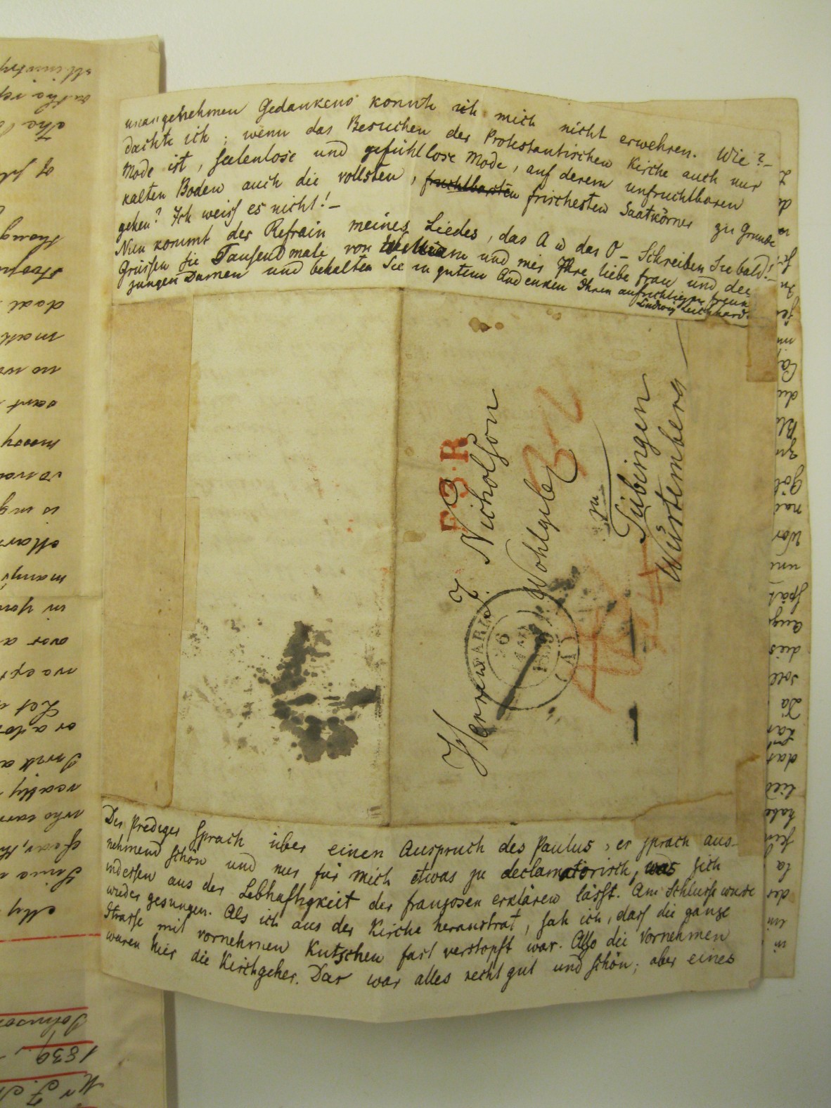 handwritten letter from 1839