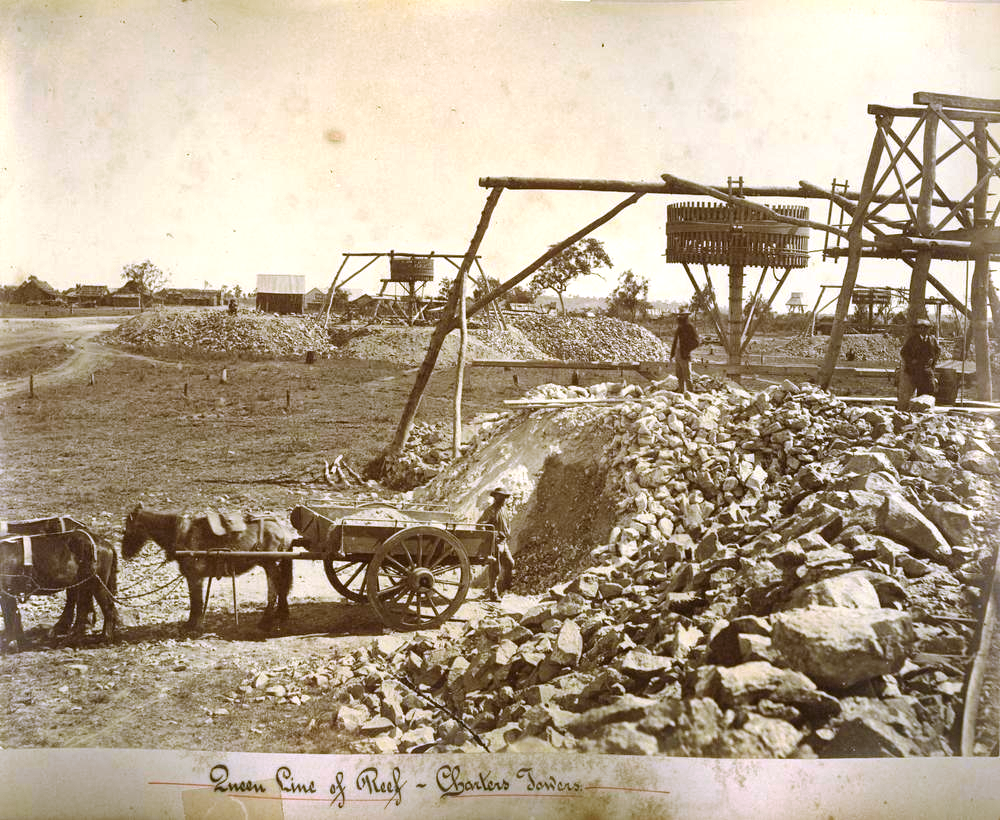 gold mine with horses and cart 