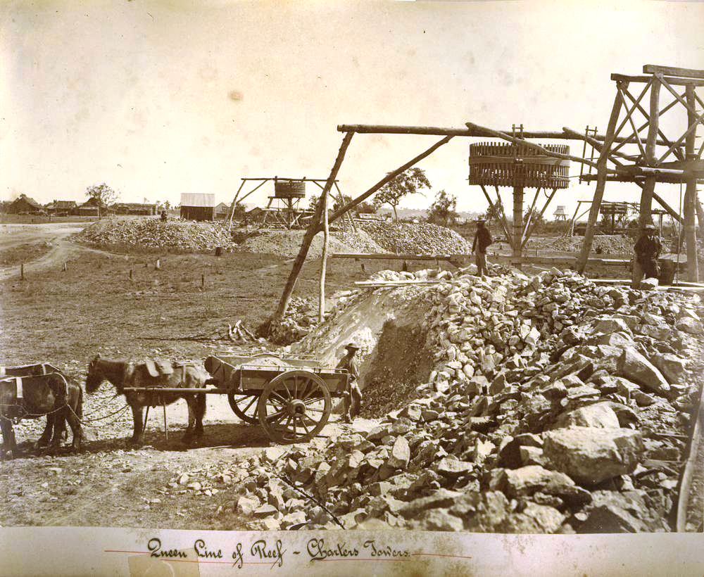 gold mine with horses and cart