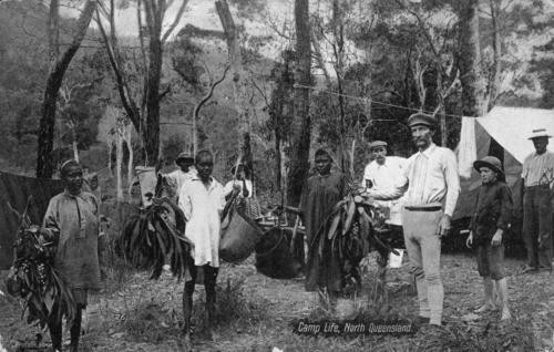 Archibald Meston at an Aboriginal camp during his Bellenden Ker expedition in North Queensland 1904 