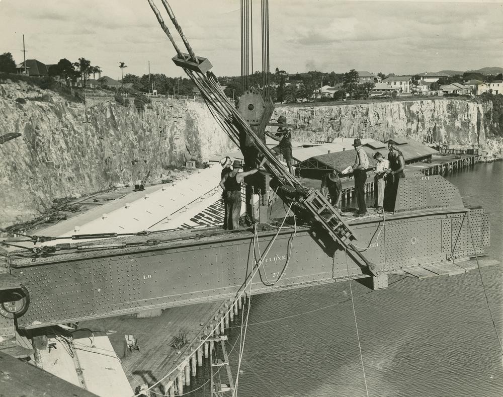 Early stages of the Story Bridge construction Brisbane ca 1937
