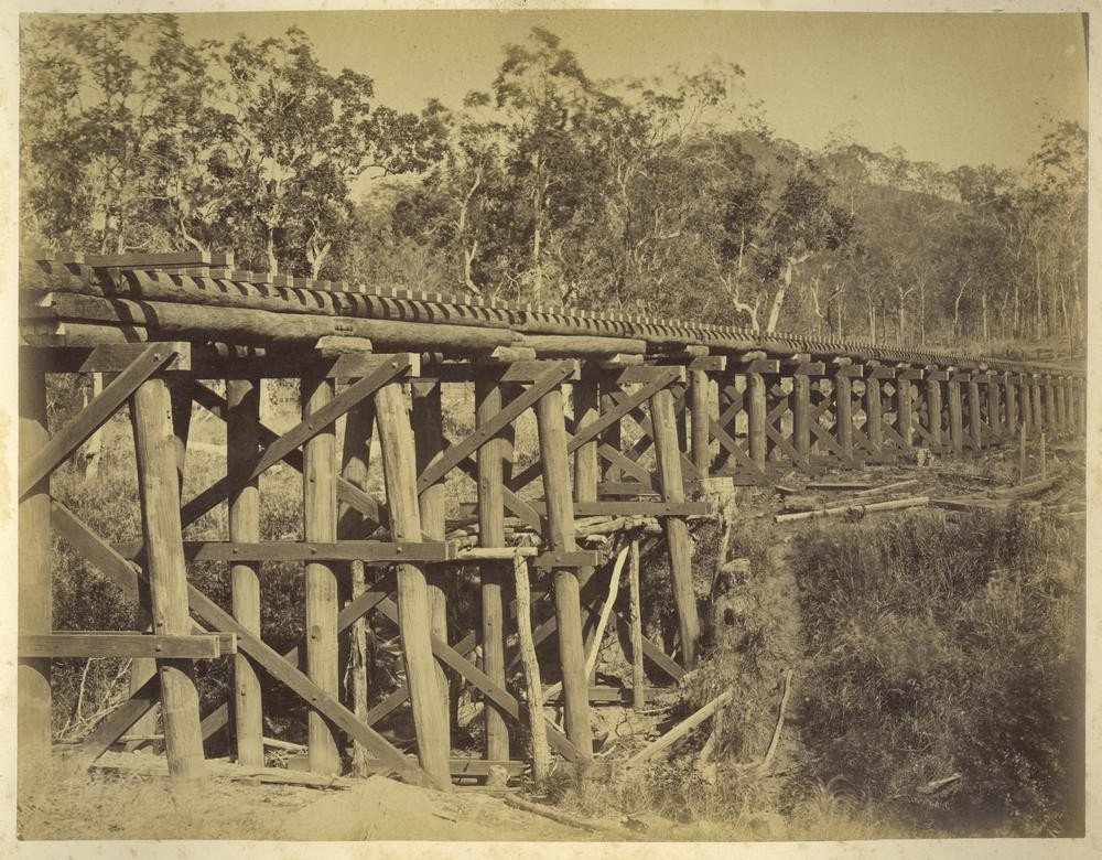 Brushy Creek railway bridge on the Bundaberg line ca 1882 