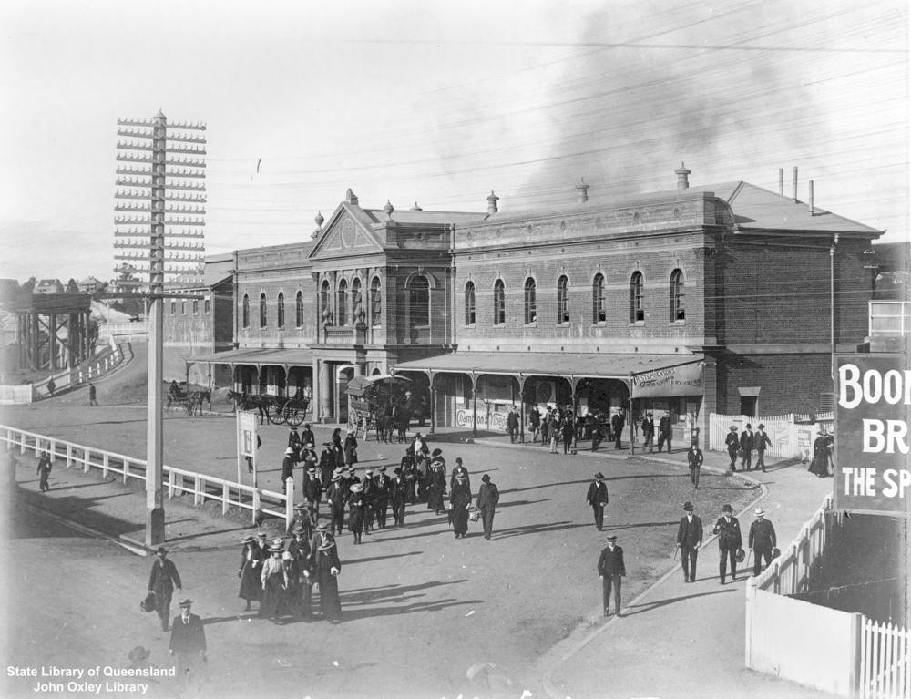 Railway Station in Melbourne Street at South Brisbane Queensland 1902 