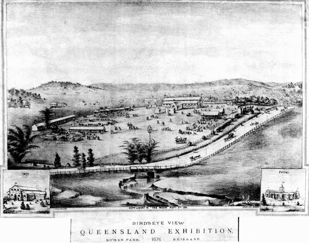 Sketch of the very first Exhibition at Bowen Park Brisbane in 1876 John Oxley Library State Library of Queensland Neg 42351