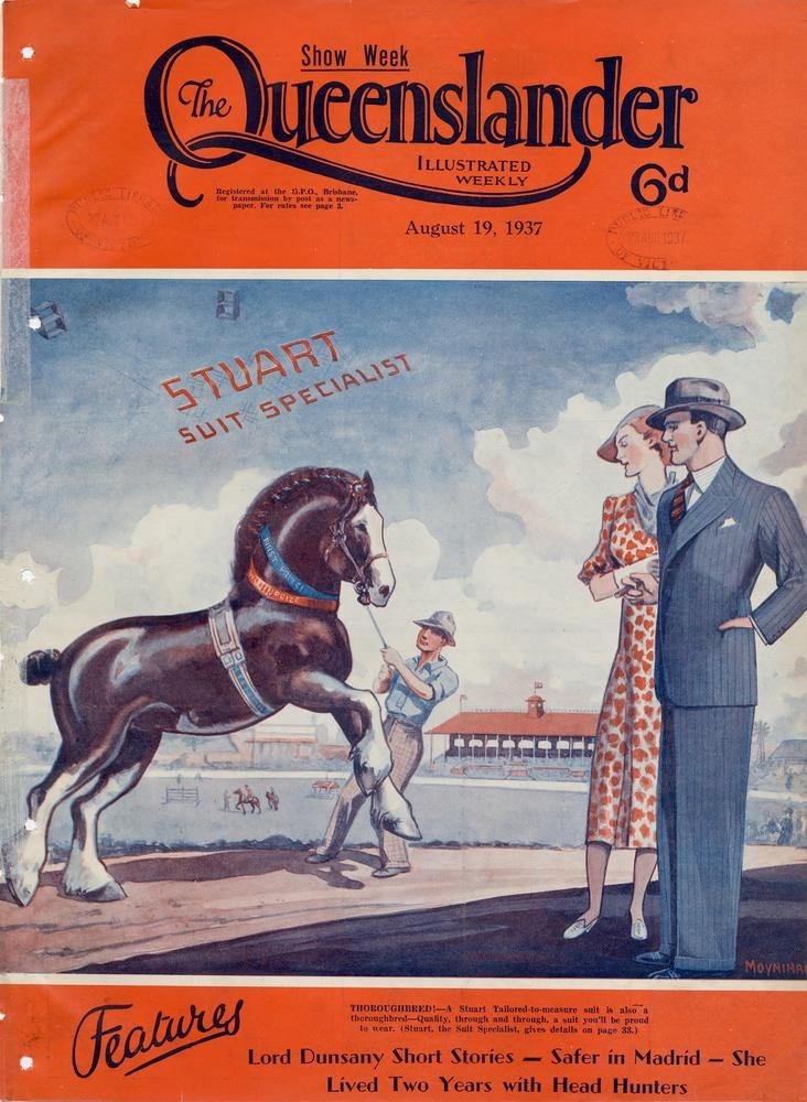 Illustrated front cover from The Queenslander, August 19 1937. John Oxley Library, State Library of Queensland. Image 702692-19370819-s001b