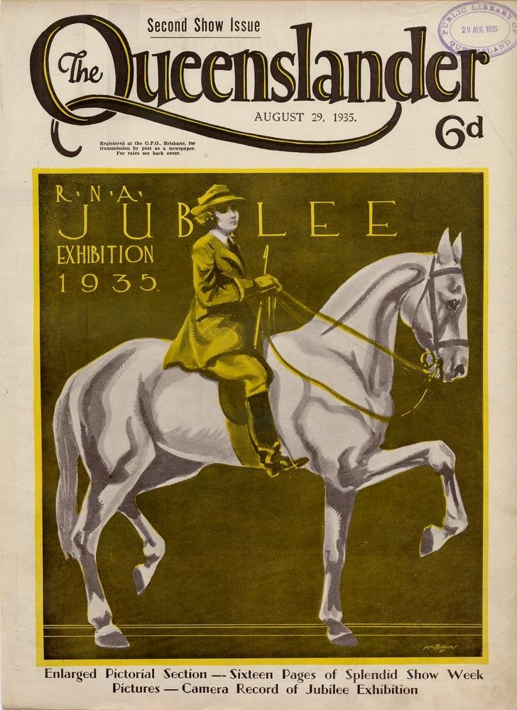 Illustrated front cover from The Queenslander, August 29 1935. John Oxley Library, State Library of Queensland. Image 702692-19350829-s001b