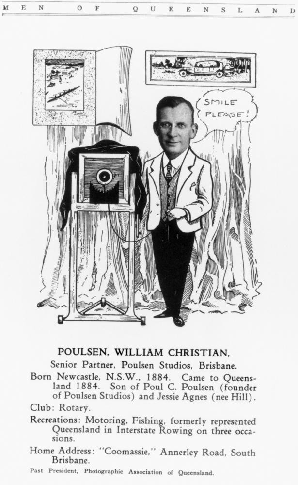 Cartoon drawing of a photographer William Poulsen