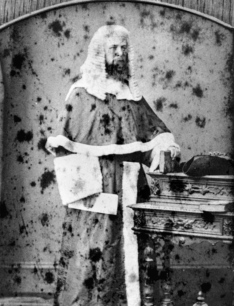 Justice George Rogers Harding 1879 wearing special regalia robes and wig