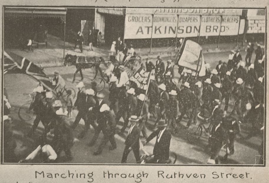 March of the Dungarees - Marching through Ruthven Street Toowoomba John Oxley Library State Library of Queensland Image 702692-19151127-0021