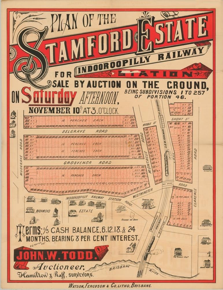Welcome to the official university of queensland private housing search. Map Of Indooroopilly Brisbane - Stamford Estate, Indooroopilly, 1888 (Map of the week ...