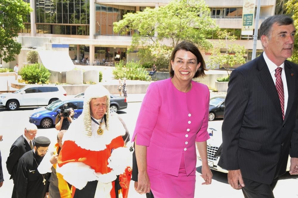 Premier Anna Bligh arrives at St. Johns Cathedral during Proclamation Day celebrations Brisbane 2009.