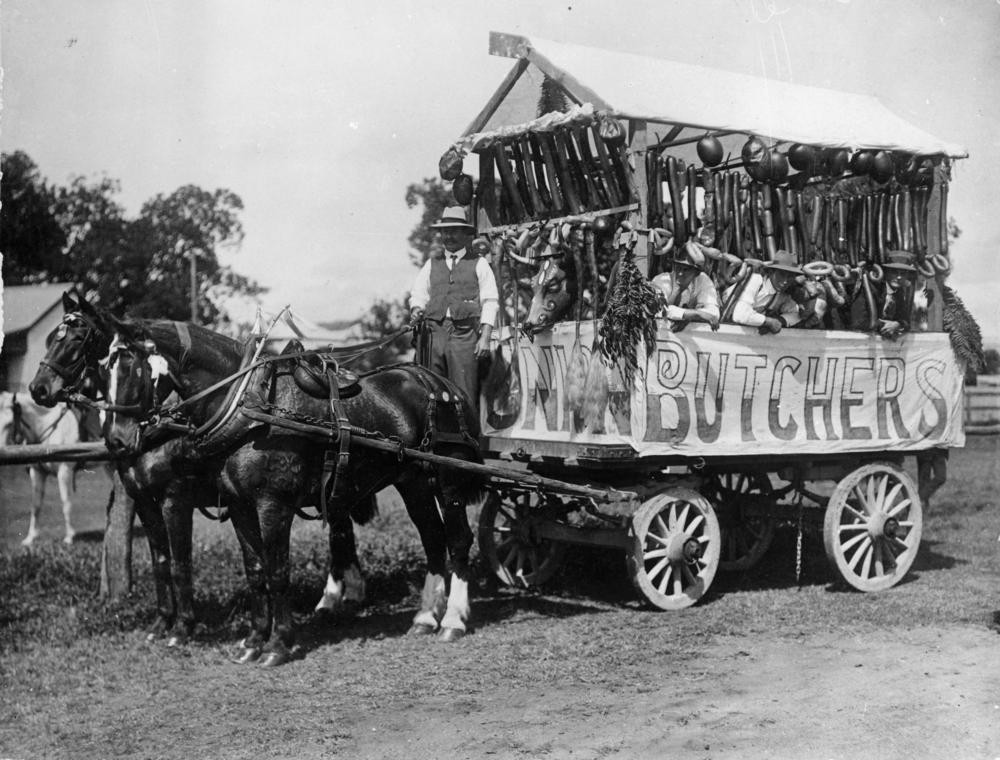 Charters Towers butchers' float in the Eight Hour Day Parade, ca. 1914