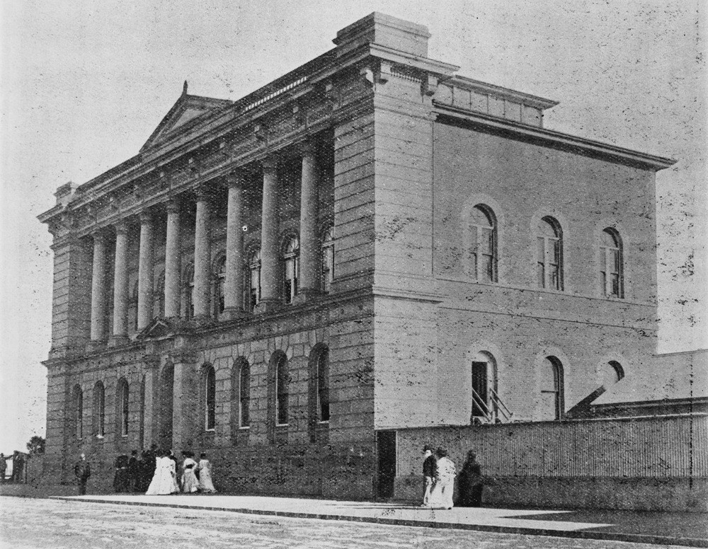 Black and white photograph of the State Library of Queensland building in 1902