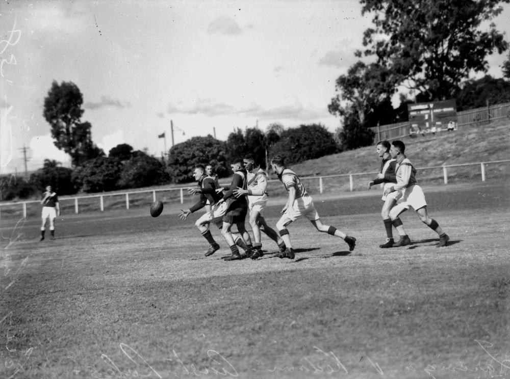 Australian Rules Football match at Perry Park in April 1938